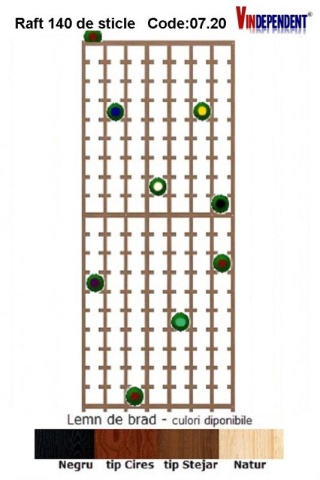 Raft din lemn pentru 140 de sticle