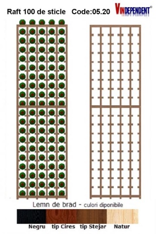 Raft din lemn pentru 100 de sticle