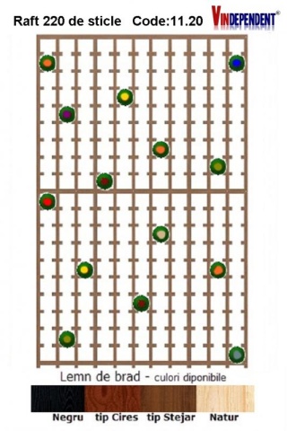 Raft din lemn pentru 220 de sticle