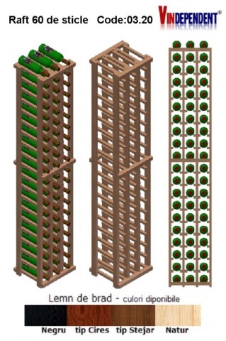 Raft din lemn pentru 60 de sticle