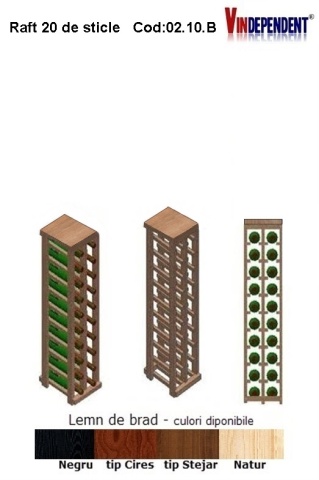 Raft din lemn cu blat pentru 20 de sticle