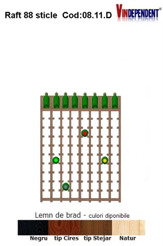 Raft din lemn tip display pentru 88 sticle