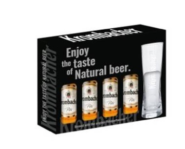 Krombacher Pils Nepasteurizata 0.33L 4 Sticle + 1 Pahar
