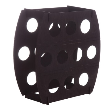 Raft negru tip butoi pentru 10 sticle