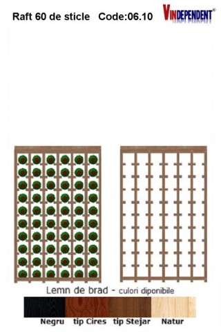 Raft din lemn cu blat pentru 60 de sticle