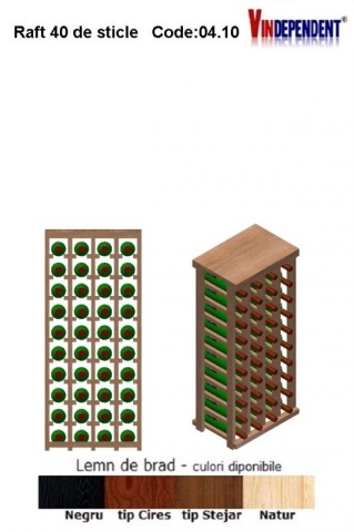 Raft din lemn cu blat pentru 40 de sticle