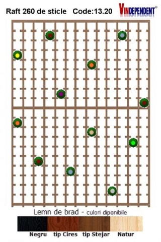Raft din lemn pentru 260 de sticle
