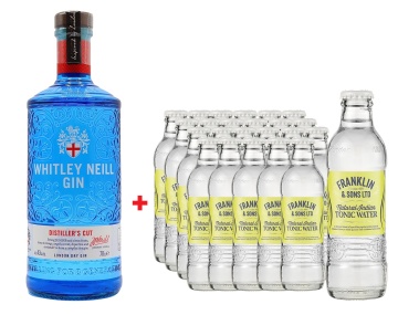 Whitley Neill Distillers Cut Gin 1L+ 24 Sticle Franklin & Sons Natural Indian Tonic Water 0.2L Gratuit