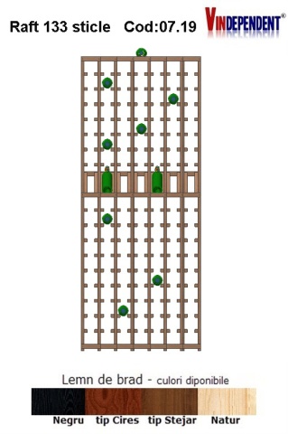 Raft din lemn tip display pentru 133 sticle