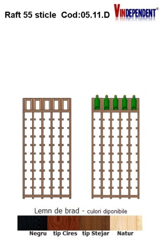 Raft din lemn tip display pentru 55 sticle