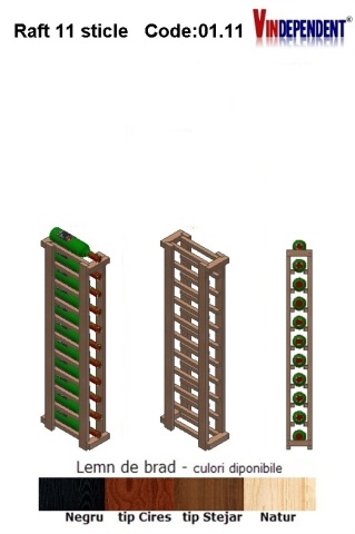 Raft din lemn pentru 11 sticle