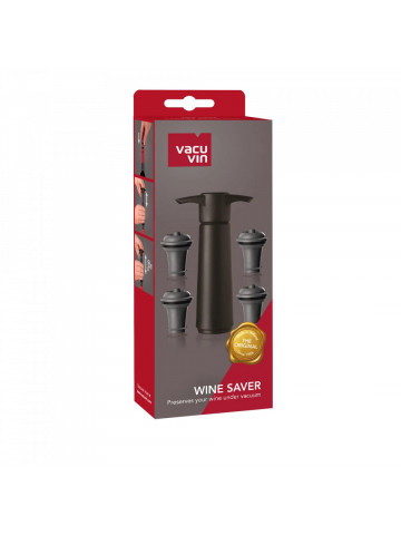 Vacu Vin Pompa Vacumat Wine Saver Negru cu 4 Dopuri