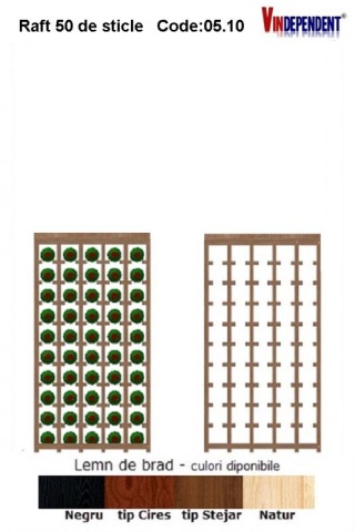 Raft din lemn cu blat pentru 50 de sticle
