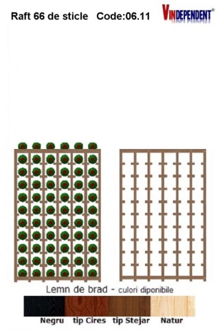 Raft din lemn pentru 66 de sticle