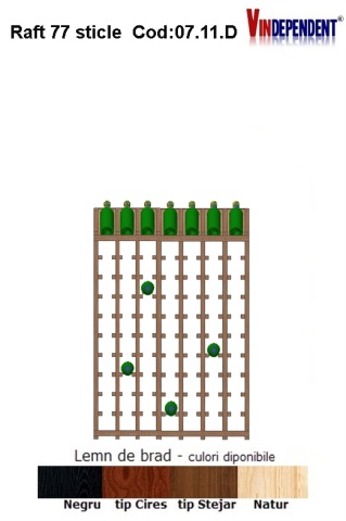 Raft din lemn tip display pentru 77 sticle