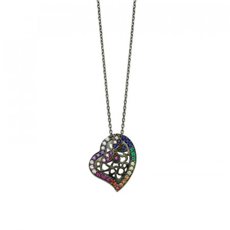 Silver Heart Necklace Black Rhodium Wholesale