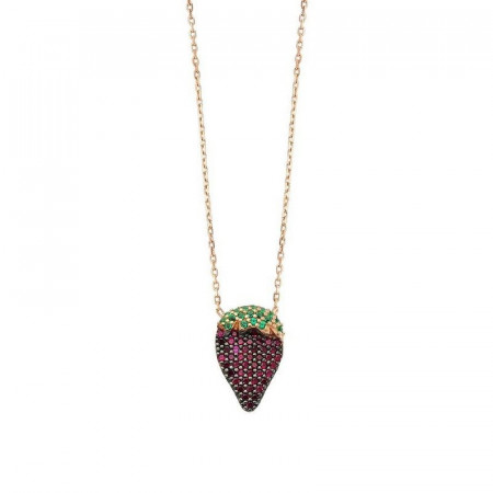 Strawberry Design Necklace Silver Wholesale