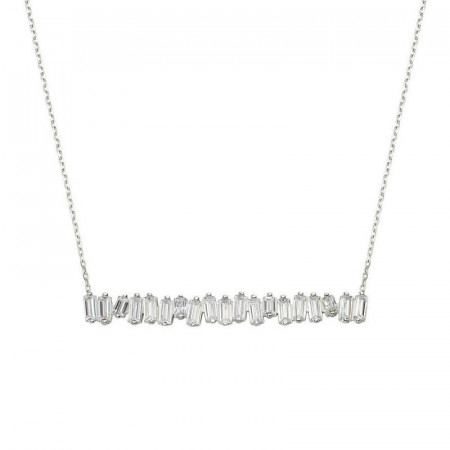 Bar White Gold Plated Silver Necklace