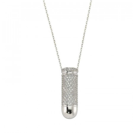 CZ White Gold Plated Silver in Turkish Necklace