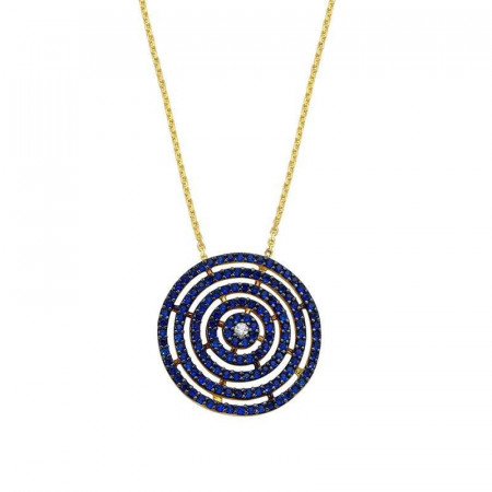 Round Geometric Silver Yellow Gold Turkish Necklace