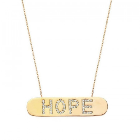 Hope Bar Silver CZ Turkish Necklace