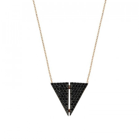 Triangle Silver Black Stone Necklace Wholesale
