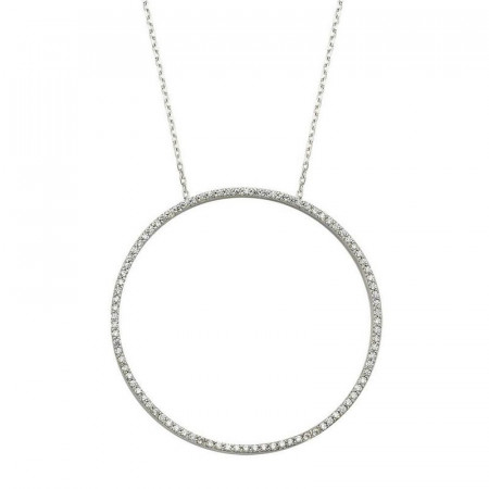 Simple Circle Siver Gold Turkish CZ Necklace
