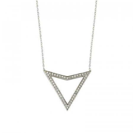 White Stone Silver Triangle Necklace Wholesale
