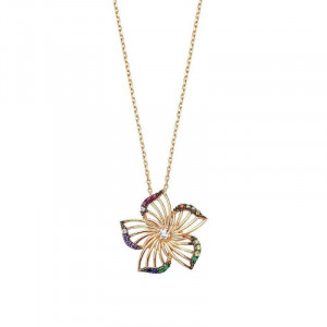 Flower Silver Necklace Gold Tone Wholesale