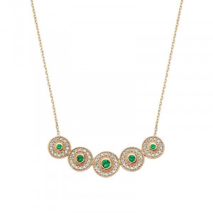 Circle Green Stone Necklace Design
