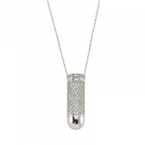 CZ White Gold Plated Silver in Turkish Necklace