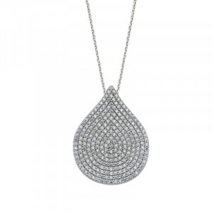 CZ Drop Necklace Silver Wholesale