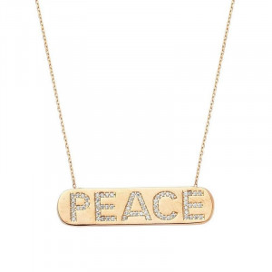 Peace Bar Necklace Yellow Gold