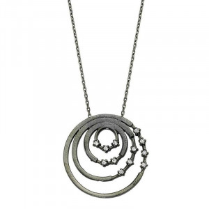 Black Rhodium Chain Circle Silver Necklace