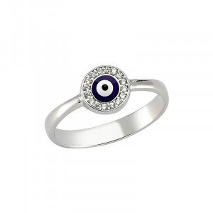 Wholesale dark blue evil eye Turkish ring