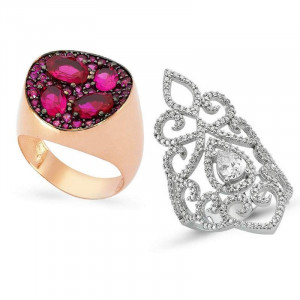 Wholesale CZ Multicolor Turkish Ruby Silver Rings
