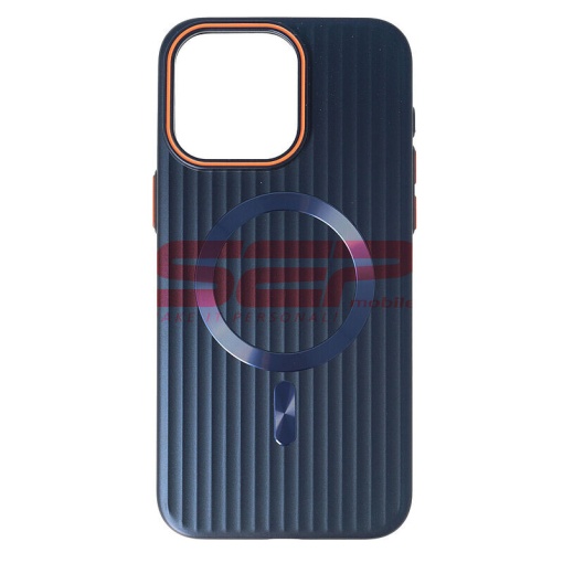 Husa PC Metallic Lines Magsafe Apple iPhone 15 Pro Max Navy