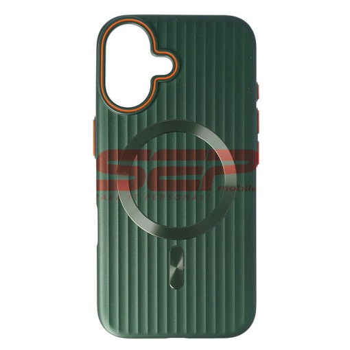 Husa PC Metallic Lines Magsafe Apple iPhone 16 Green