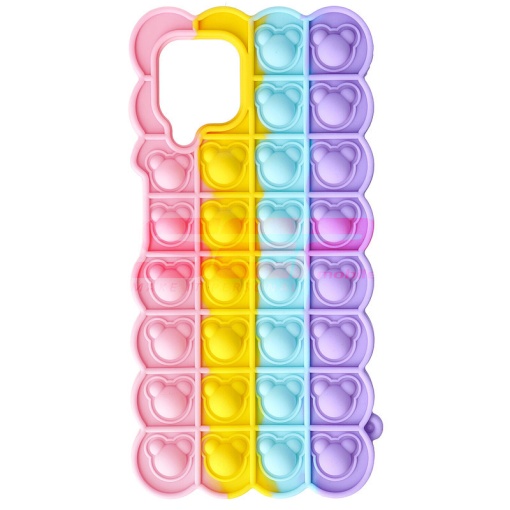 Husa silicon Pop IT Bear Samsung Galaxy A22 4G Rainbow