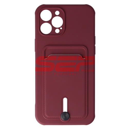 Husa TPU Card Holder Apple iPhone 12 Pro Max Burgundy