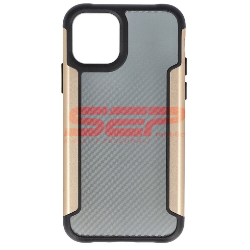 Husa TPU+PC Carbon Fiber Apple iPhone 11 Pro Gold