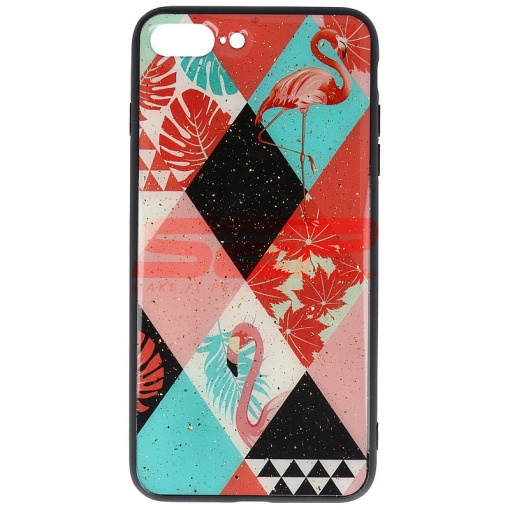 Husa UV Copy Glass Apple iPhone 8 Plus Flamingo