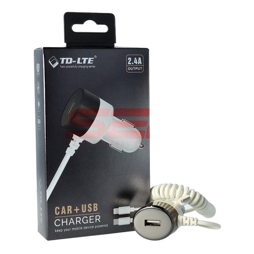Incarcator auto Dual cu cablu iPhone 8 si port USB TD-C42