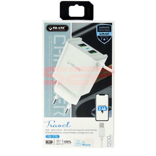 Incarcator retea Dual USB micro-USB TD-T75 ALB