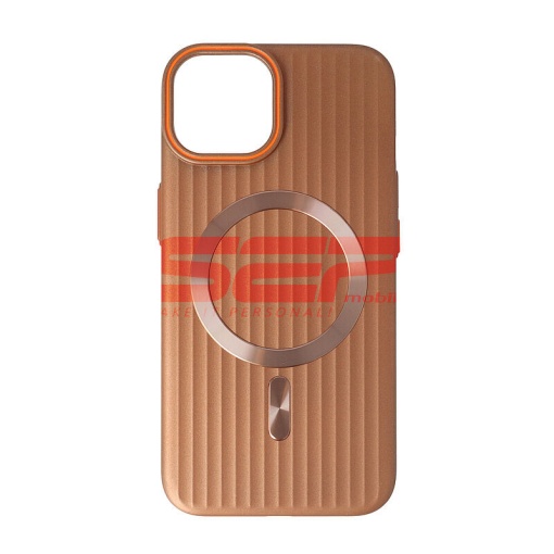 Husa PC Metallic Lines Magsafe Apple iPhone 14 Brown