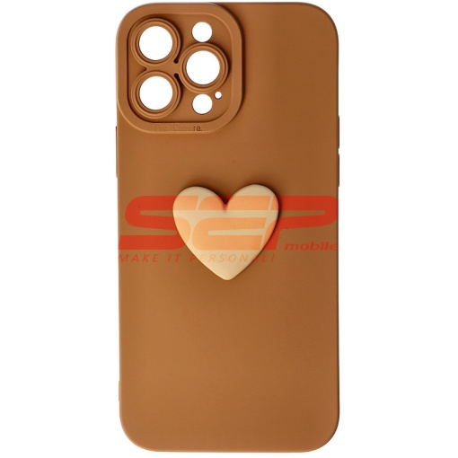 Husa silicon 3D Cartoon Apple iPhone 13 Pro Max Brown Heart