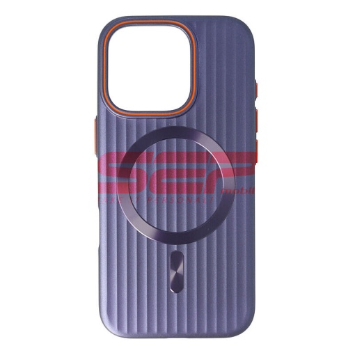 Husa PC Metallic Lines Magsafe Apple iPhone 16 Pro Purple
