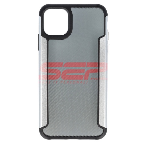 Husa TPU+PC Carbon Fiber Apple iPhone 11 Pro Max Silver