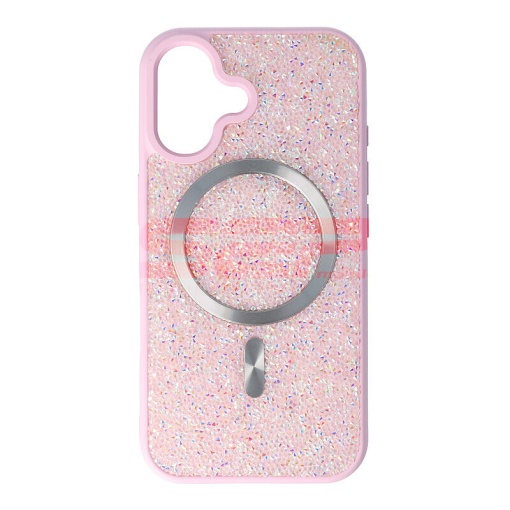 Husa TPU+PC Diamonds Magsafe Apple iPhone 16 Pink