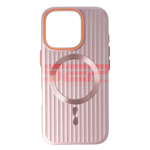 Husa PC Metallic Lines Magsafe Apple iPhone 16 Pro Pink